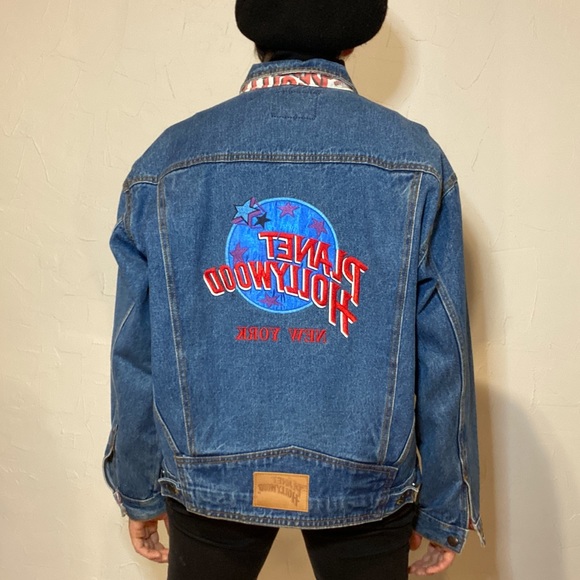 Vintage 80s Planet Hollywood NEW YORK Jean Jacket - Picture 2 of 9